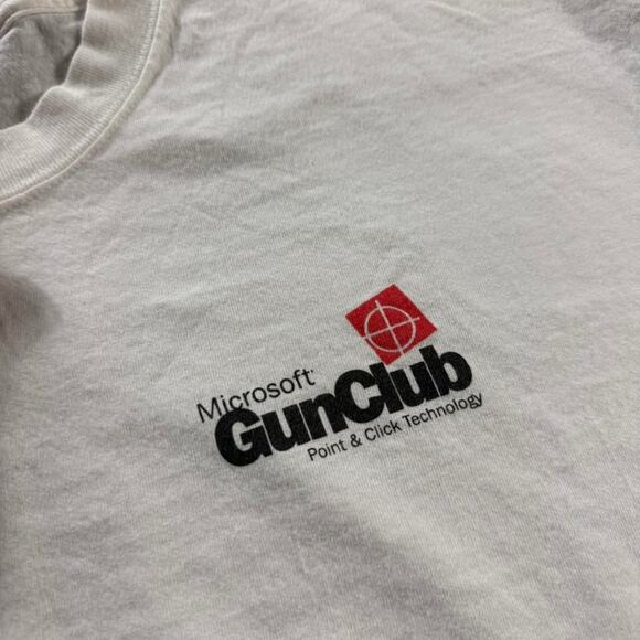 Vintage VTG Y2K Microsoft Gun Club Graphic T-Shirt - Picture 5 of 8